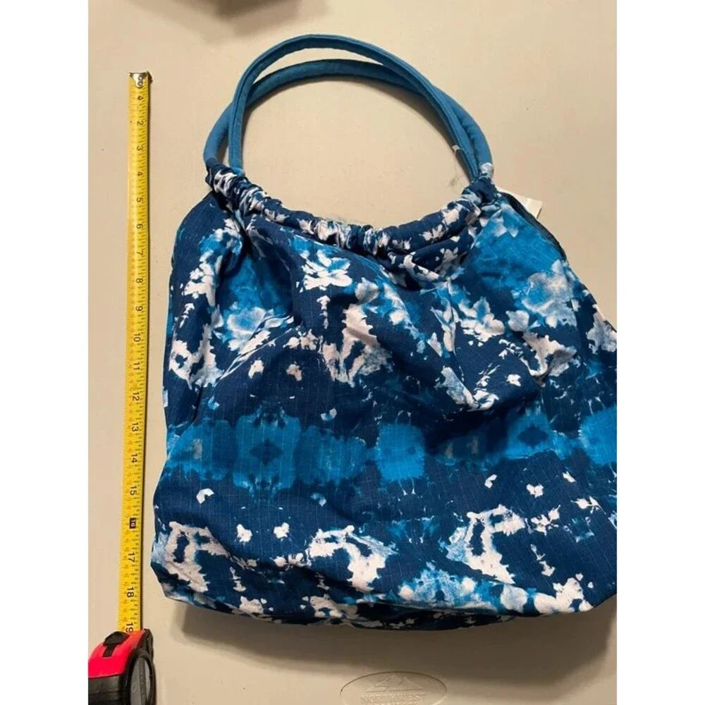 Blue & White Tye Dye Beach Bag Tote Large Purse